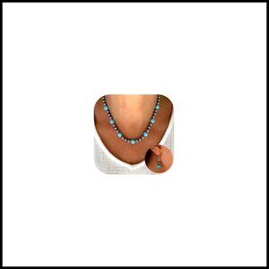 Turquoise Beaded Necklace Earrings Set Western Jewelry Festival Party